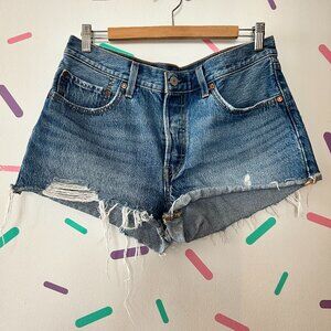 Levi’s Distressed Blue Denim Shorts